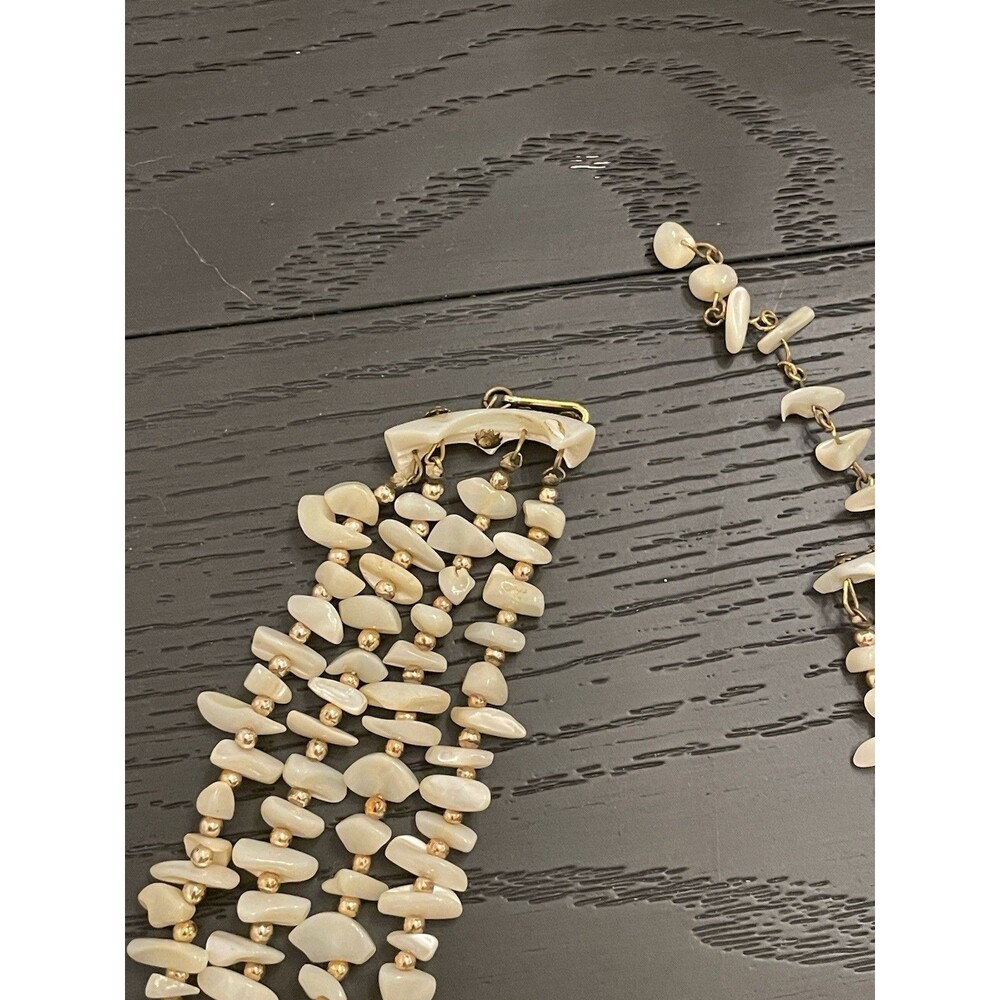 Vintage 4 Strand Necklace with Gold Seed Spacer Beads - Picture 3 of 8